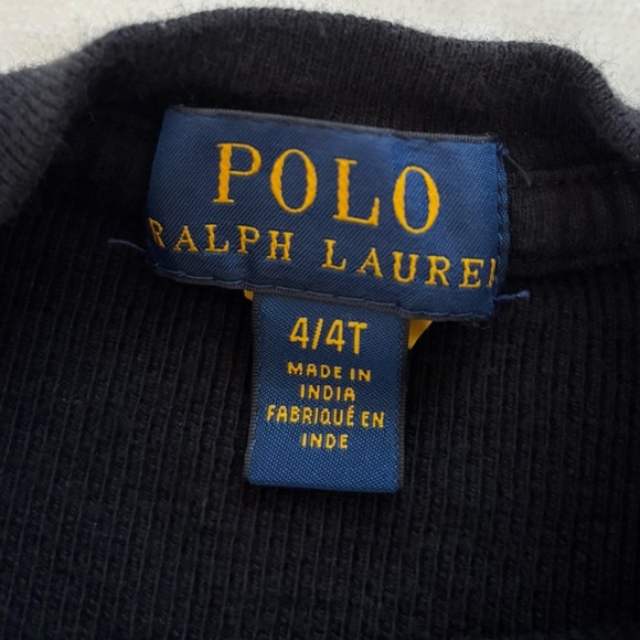 Polo Ralph Lauren Boys Black Waffle Knit Thermal Shirt 4/4T - Picture 6 of 8